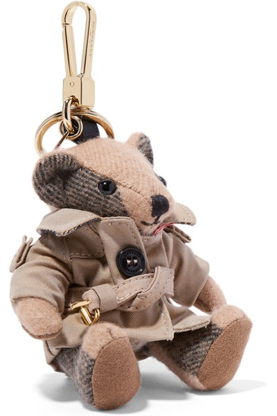 Shop Burberry Checked Cashmere Keychain