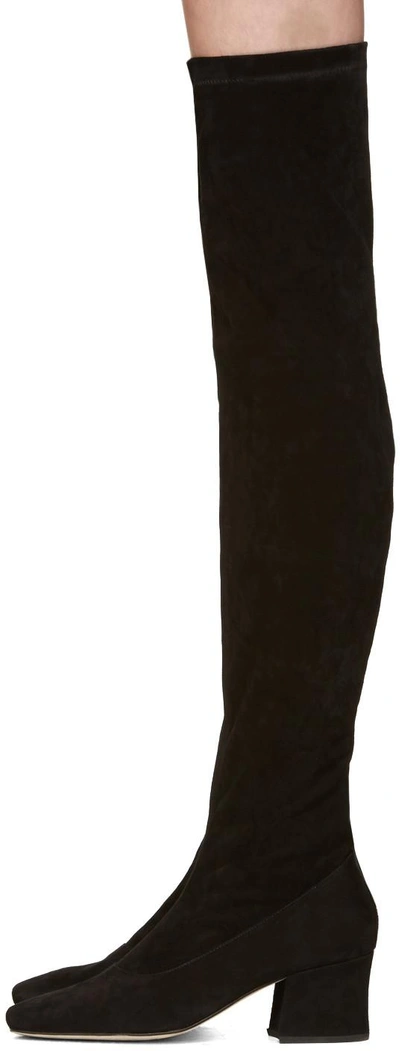 Shop Dorateymur Black Suede Sybil Over-the-knee Boots