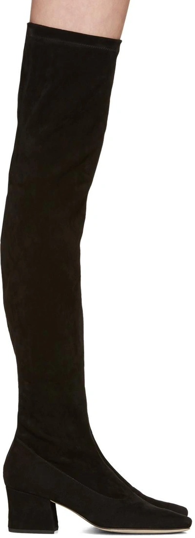 Shop Dorateymur Black Suede Sybil Over-the-knee Boots
