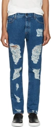 PALM ANGELS Blue Ripped Jeans