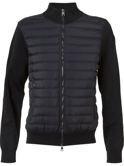 Moncler Maglia Tricot Zip-front Cardigan In Black