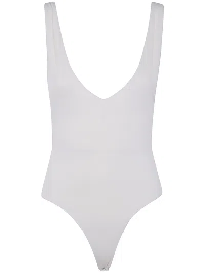 Entire Studios Seamless V Neck Bodysuit In White
