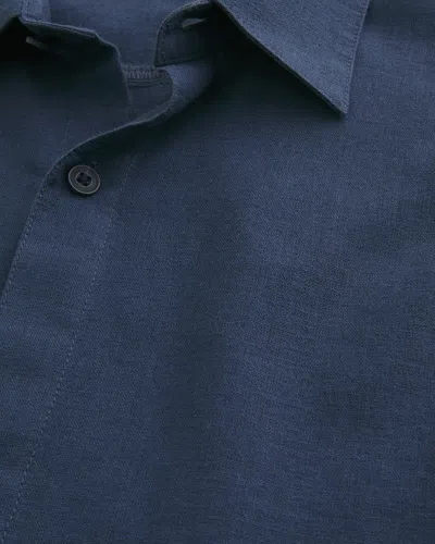 Hollister Boxy Short-sleeve Linen-blend Shirt In Blue