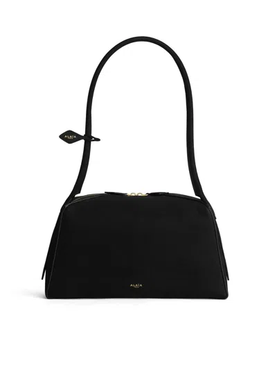 Alaïa Le Bouledogue Bowling Shoulder Bag In Nubuck Leather In Black