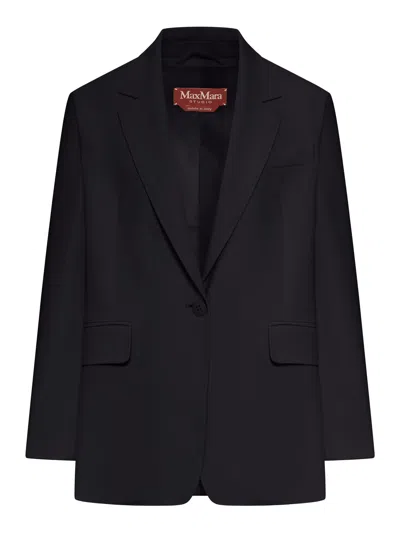 Max Mara Single-breasted Cady Blazer In Black