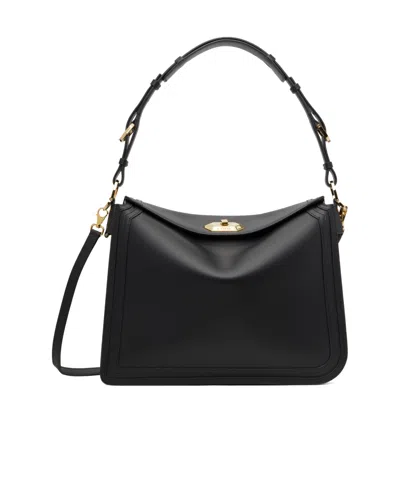 Lanvin Compagnon Small Asymmetrical Bag With A Python Finish In Black