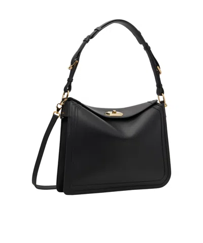 Lanvin Compagnon Small Asymmetrical Bag With A Python Finish In Black