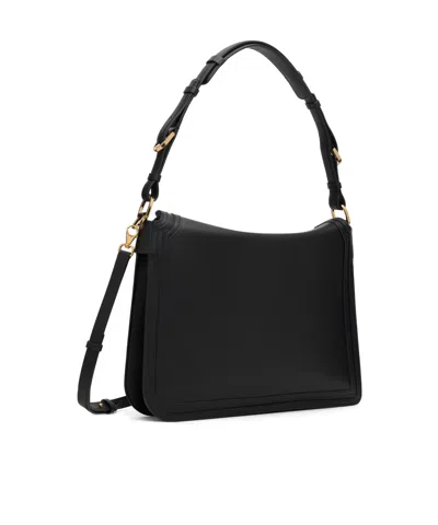 Lanvin Compagnon Small Asymmetrical Bag With A Python Finish In Black