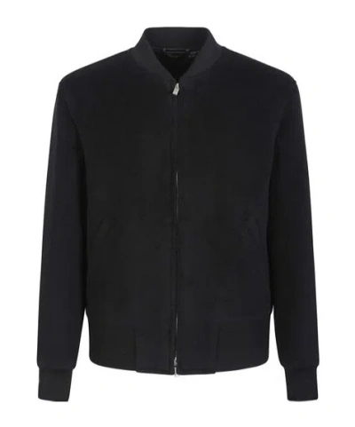Lardini Bomber Jacket In Black Wool In Black