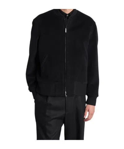 Lardini Bomber Jacket In Black Wool In Black