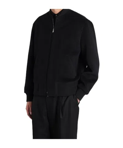 Lardini Bomber Jacket In Black Wool In Black