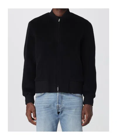 Lardini Wool Zip-front Bomber Jacket In Blue