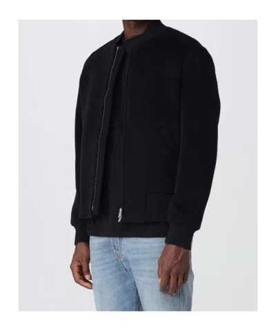 Lardini Wool Zip-front Bomber Jacket In Blue
