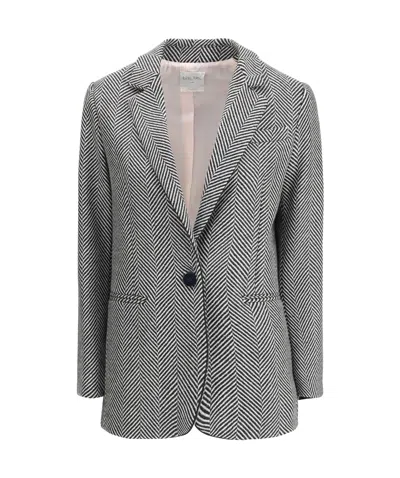 Forte Forte Grey Chevron Wool Chic Jacket In Gray