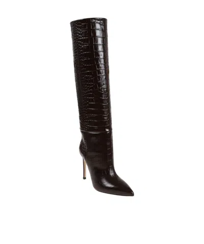 Paris Texas Embossed Knee-high Stiletto Boots In Brown
