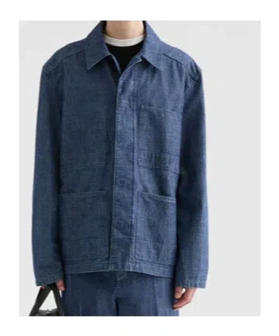 Jil Sander Structured Minimalist Jacket With Classic Collar In Blue