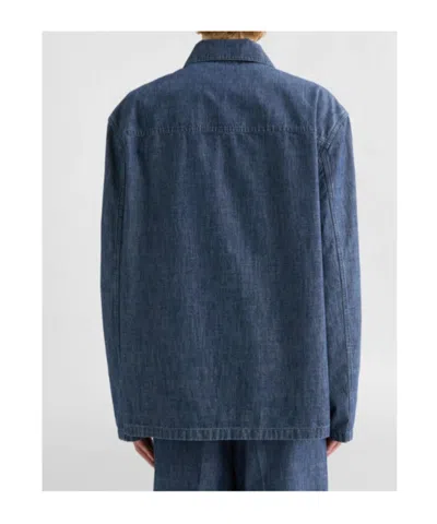 Jil Sander Structured Minimalist Jacket With Classic Collar In Blue