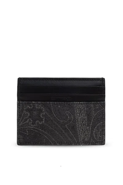 Etro Logo Embossed Wallet In White