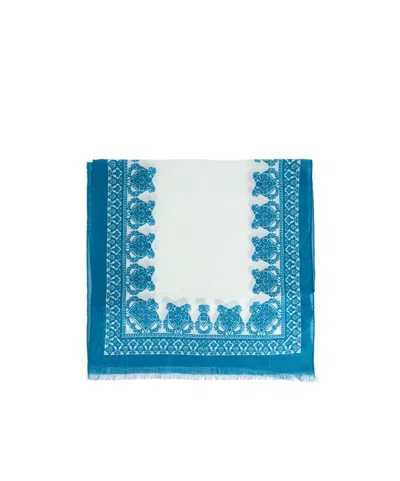 Etro Fringed Patterned Scarf In Blue
