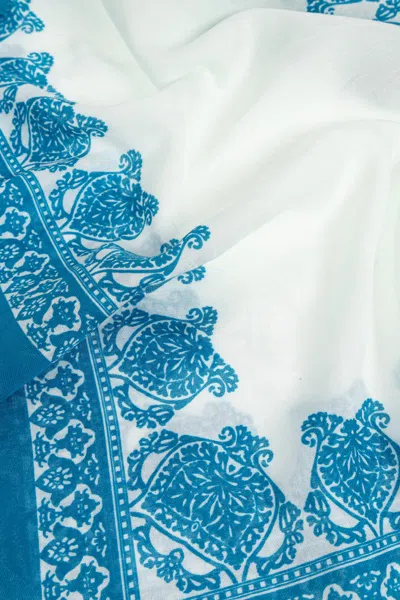 Etro Fringed Patterned Scarf In Blue