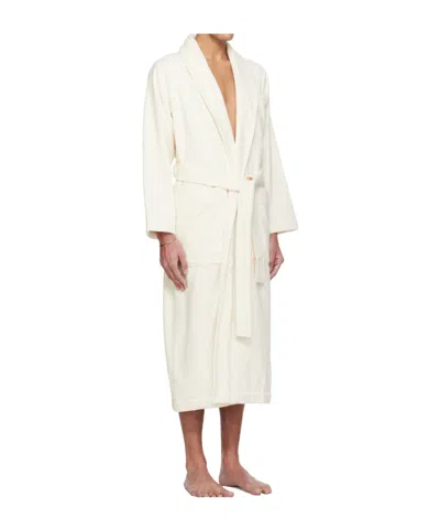 Tekla Lace-up Bathrobe In White