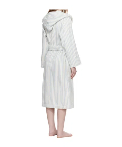 Tekla Striped Hooded Bathrobe In Blue