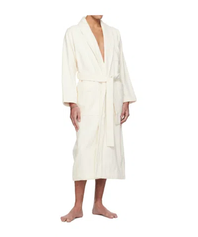 Tekla Lace-up Bathrobe In White