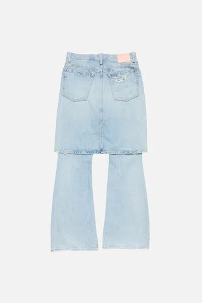 Acne Studios Distressed Layered Wide-leg Jeans In Blue