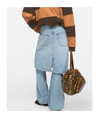 Acne Studios Distressed Layered Wide-leg Jeans In Blue