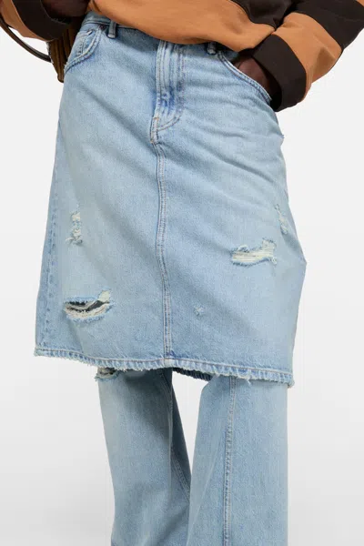 Acne Studios Distressed Layered Wide-leg Jeans In Blue