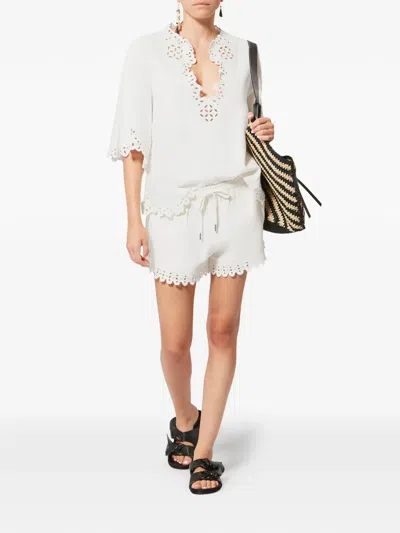Isabel Marant Etoile Women 'shana' White Kaftan With Cut-out Details And Scallop Hem In Cotton Woman