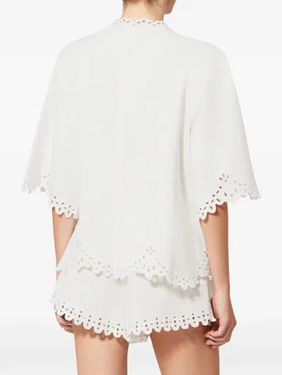 Isabel Marant Etoile Women 'shana' White Kaftan With Cut-out Details And Scallop Hem In Cotton Woman