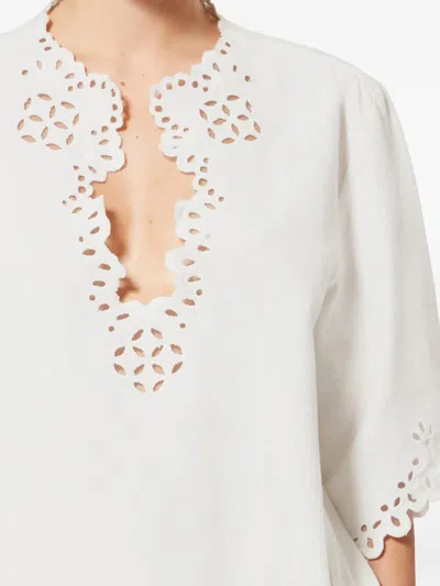 Isabel Marant Etoile Women 'shana' White Kaftan With Cut-out Details And Scallop Hem In Cotton Woman