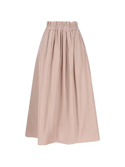 Herno Women Pink Skirt With Logo Plaque On The Side And Elastic Waist In Tech Fabric Woman In Nude