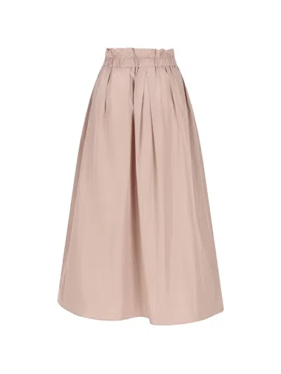 Herno Women Pink Skirt With Logo Plaque On The Side And Elastic Waist In Tech Fabric Woman In Nude