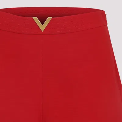 Valentino High Waisted Shorts Featuring Gold Tone Detail In Red