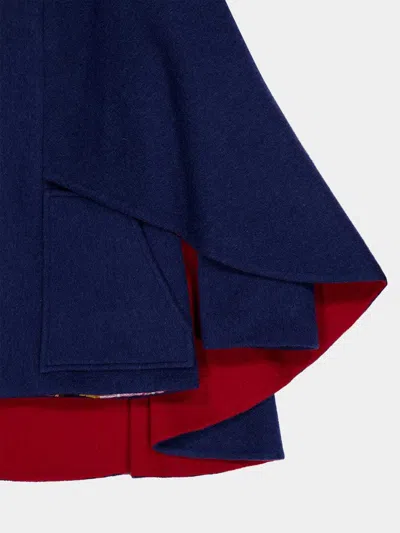 La Doublej Double-layered Cape Coat In Blue
