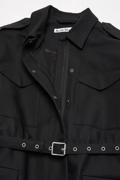 Acne Studios Belted Flap-pocket Jacket In Black