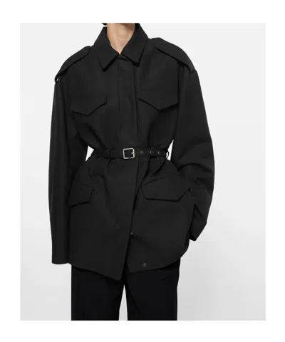 Acne Studios Belted Flap-pocket Jacket In Black