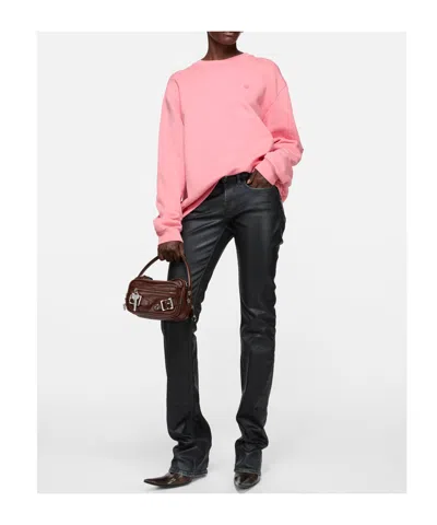 Acne Studios Crew Neck Sweatshirt In Pink