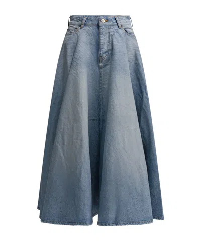 Balenciaga Maxi Skirt With Innovative Design And Five-pocket Style In Blue