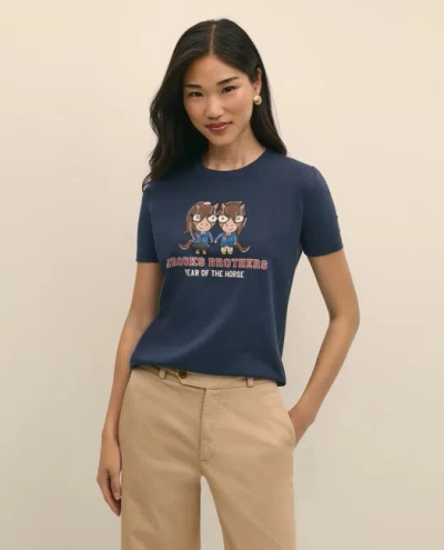 Brooks Brothers Lunar New Year 100% Cotton Graphic T-shirt In Blue