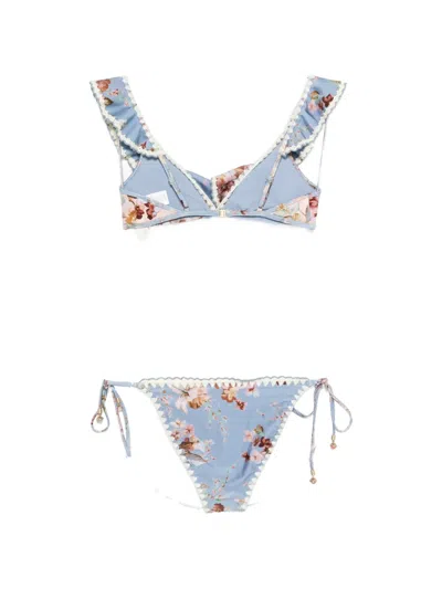 Zimmermann Ruffled Floral Bikini In Multi
