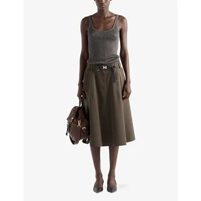Prada Skirt Featuring Belt Loops And Flap Detail In Black