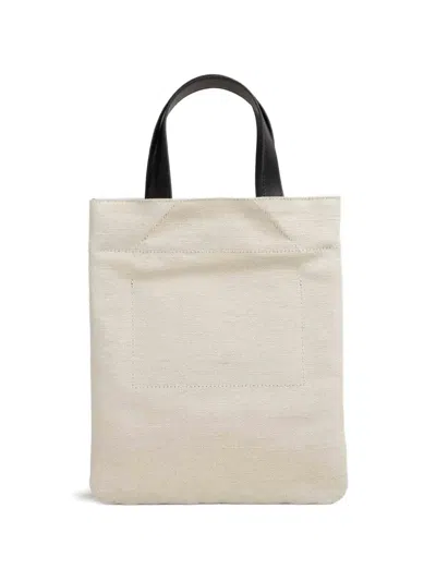 Jil Sander White Medium Flat Tote Bag In Pattern