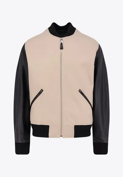 Givenchy Silk Nylon Jacket Contrast Sleeves Pockets In Neutral