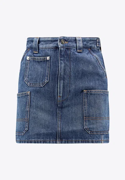 Givenchy Denim Skirt Featuring Belt Loops Pockets Stitching In Blue