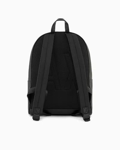 Armani Exchange Backpack With Monogram And Stripes In Black