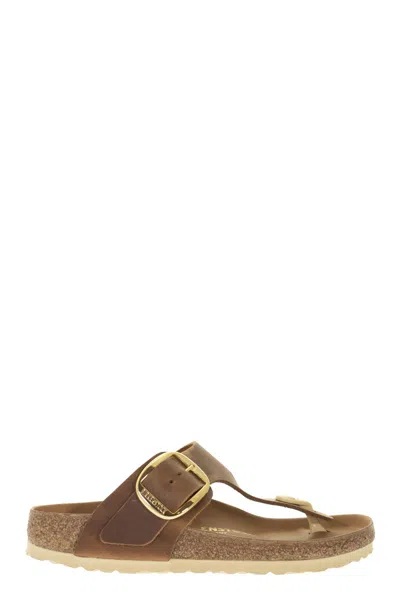 Birkenstock Gizeh Big Buckle Oiled Leather Sandals In Brown