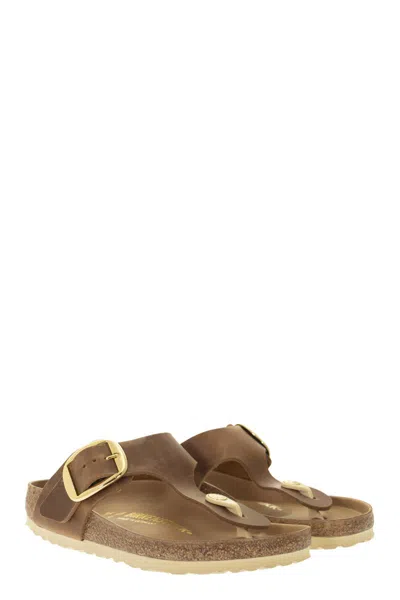 Birkenstock Gizeh Big Buckle Oiled Leather Sandals In Brown